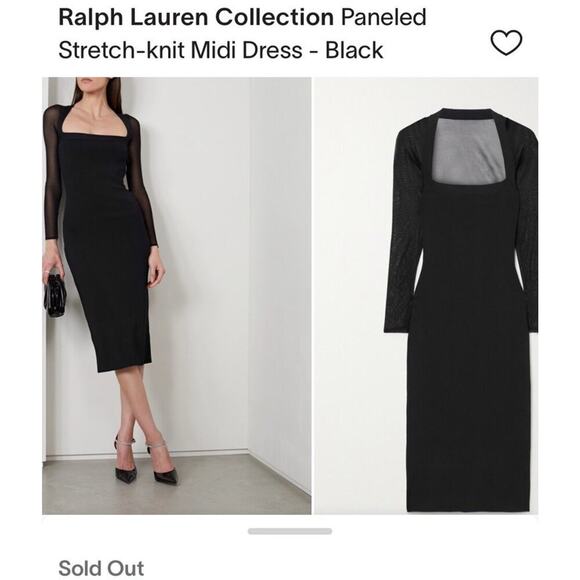 Ralph Lauren Collection Purple Label Chiffon paneled stretch knit midi dress $3k - Picture 5 of 13